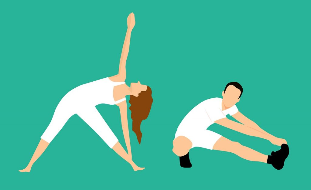 Frau und Mann beim Stretching
