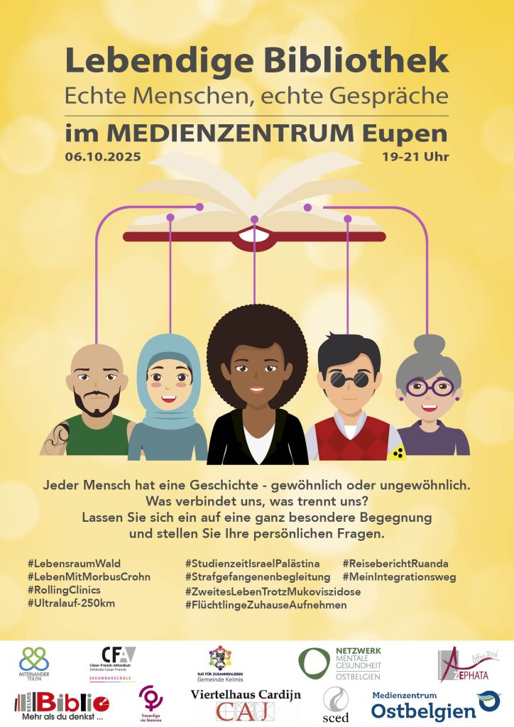 Lbenedige Bibliothek im Medienzentrum Eupen am 6. Oktober um 19 Uhr.